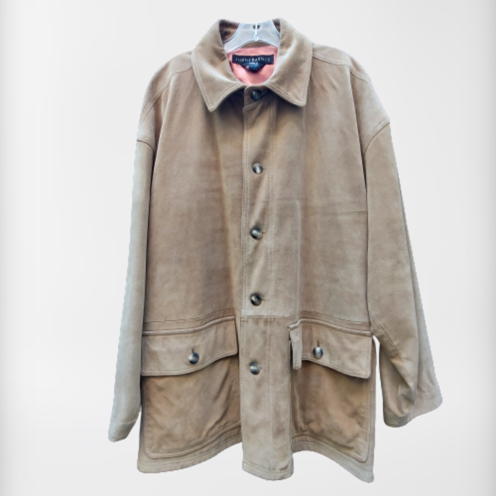 Jhane Barnes Men's Tan Suede Leather Jacket